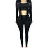 Completo da Donna in Tre Pezzi Set Sportivo Coordinato Giacca con Zip Skinny Top a Canotta Pantaloni a Matita Vita Elastica Slim Casual Primavera 2026