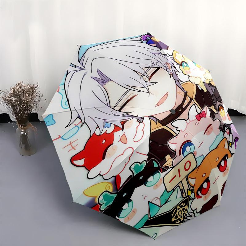 1pc Outdoor Umbrella with Cute Anime Characters - Automatic Opening/Closing, Portable 3-Fold Design, 8-Rib Iron Frame - Perfect Gift for Fans, Tr