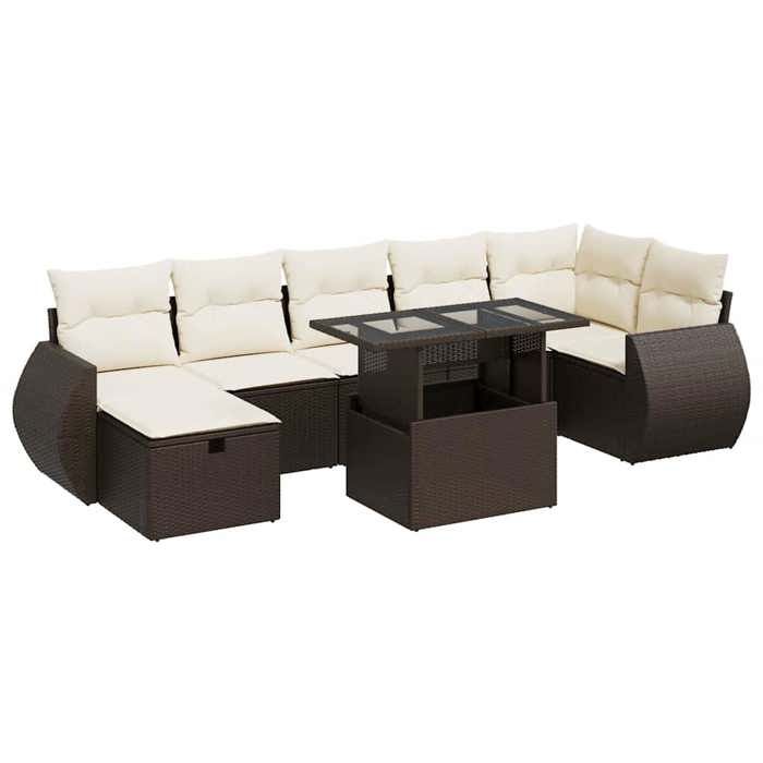 VidaXL Salon de jardin 8 pcs avec coussins marron résine tressée 3327913