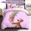 Curious GeorgePattern Bedding Quilt Set Quilt Cover Pillowcase Home Decoration Birthday Gift (1 * duvet cover + 2 * pillowcase, without core)