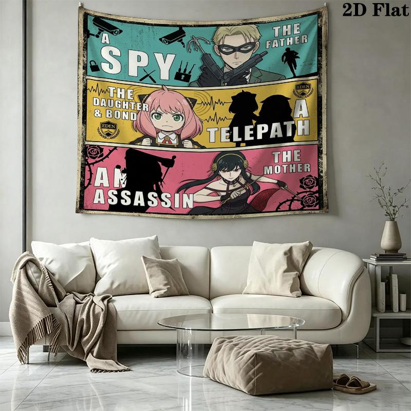 Spy Family Wall Tapestry Aesthetic Wall Hanging Printed Fabric Blanket Decorative Tapestries For Bedroom Living Room Home Decor