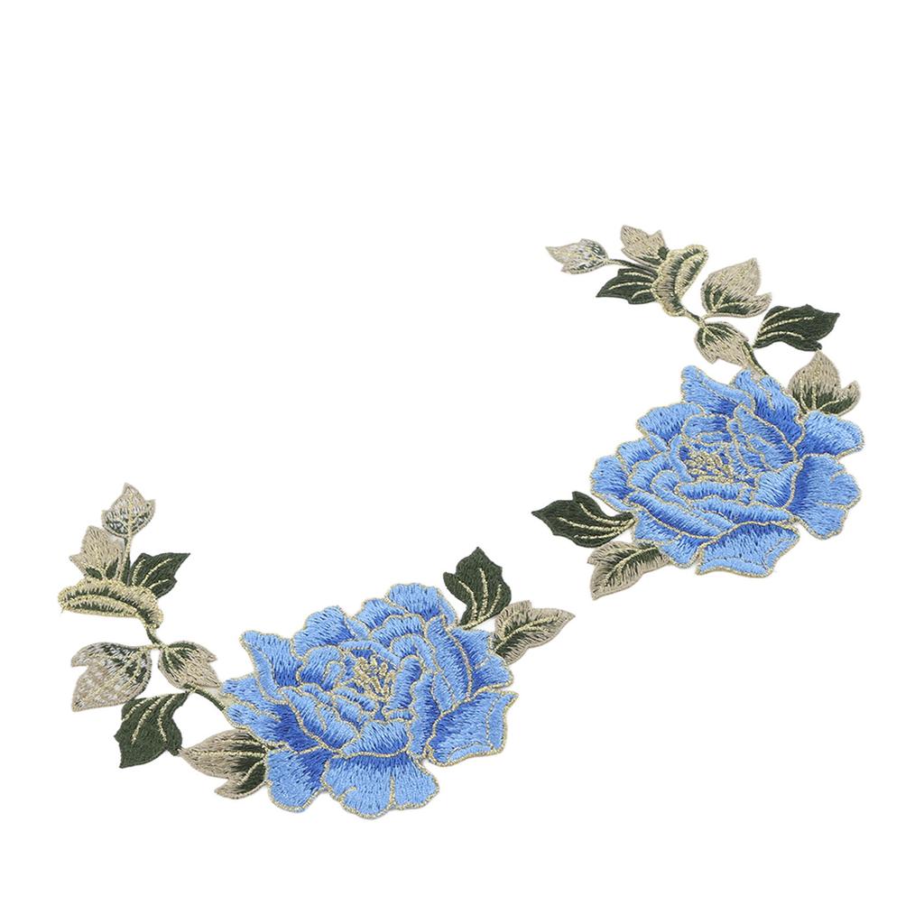 1 Pair Flower Embroidery Patches Butiful Flowers Pattern Embroidered Applique Iron On Patches for   Clothes