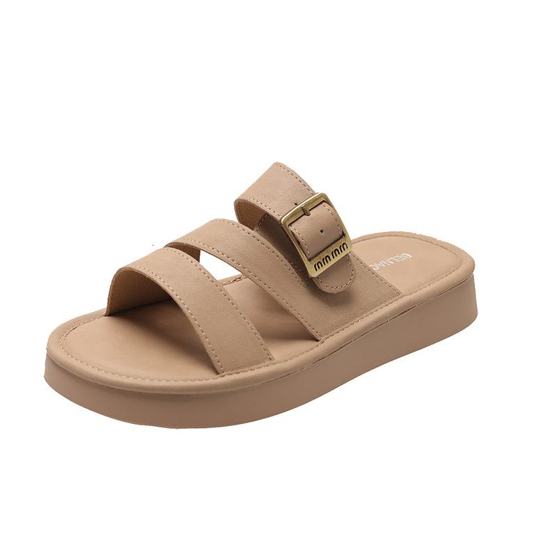 Cool slippers women's summer wear new fashion sense versatile casual thick bottom seaside beach one-word drag