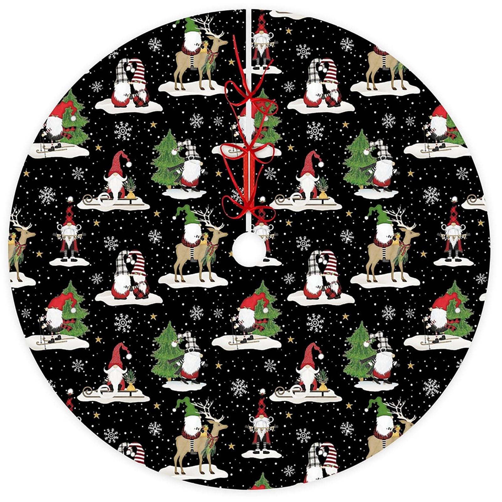 

Белый тисненый плюшевый рождественский елочный плед, роскошный рождественский напольный коврик, украшение для рождественской елки One Size чёрный