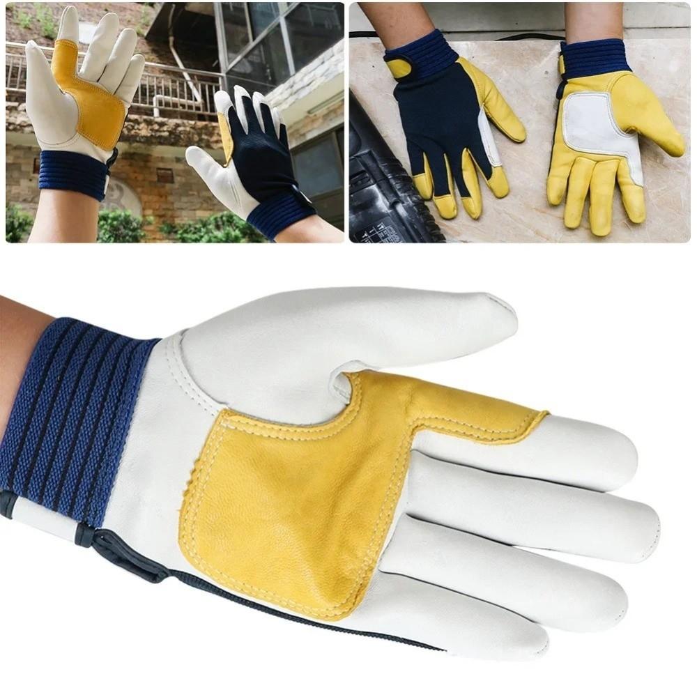 1 pair Thickened Leather Work Gloves Tough Grip Protective Gloves Labor Insurance Gloves  Gardening