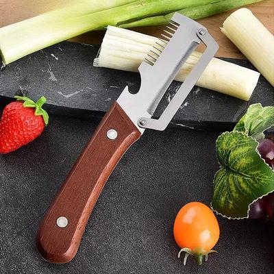Pelador de Verduras Multifuncional para Cocina, Rallador de Cebolla y Verduras Tres en Uno, Cuchillo Pelador, Abrebotellas, Herramienta de Corte para Cocinar