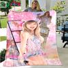 Hot Pop Female Diva Singer Pattern Blanket Flannel Thin Blanket Portable Home Travel Office Lunch Break Blanket Birthday Gift
