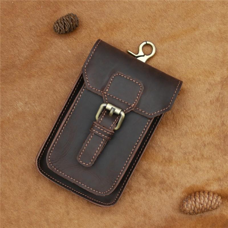 Original Men's Genuine Leather Waist Bag Retro Crazy Horse Motorcycle Artistic Leisure Phone