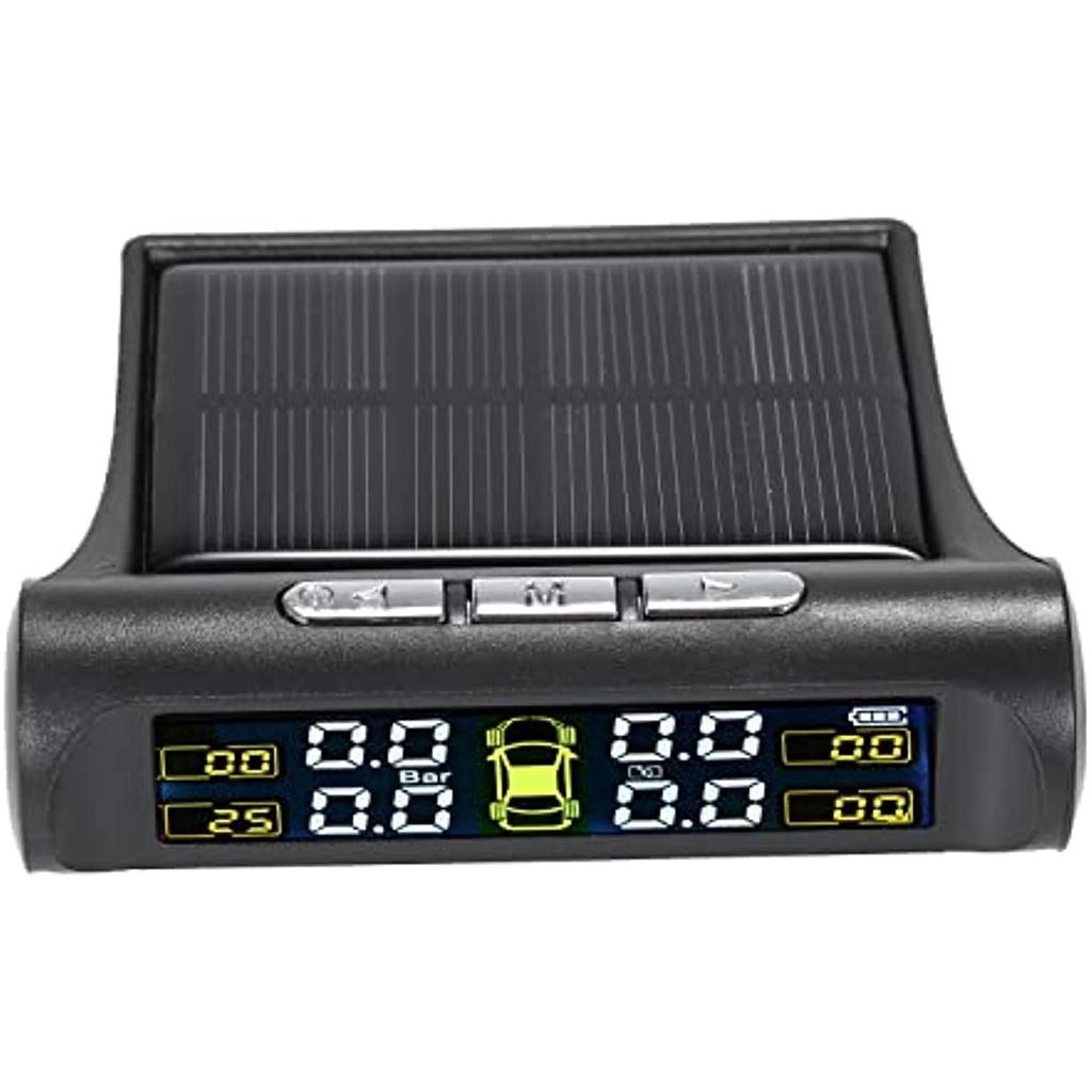 Wireless Solar Power Tire Pressure Monitoring Systems With 4 External Sensors Real Time Pressure And Temperature Alarm Auto Safety Monitor For Truck