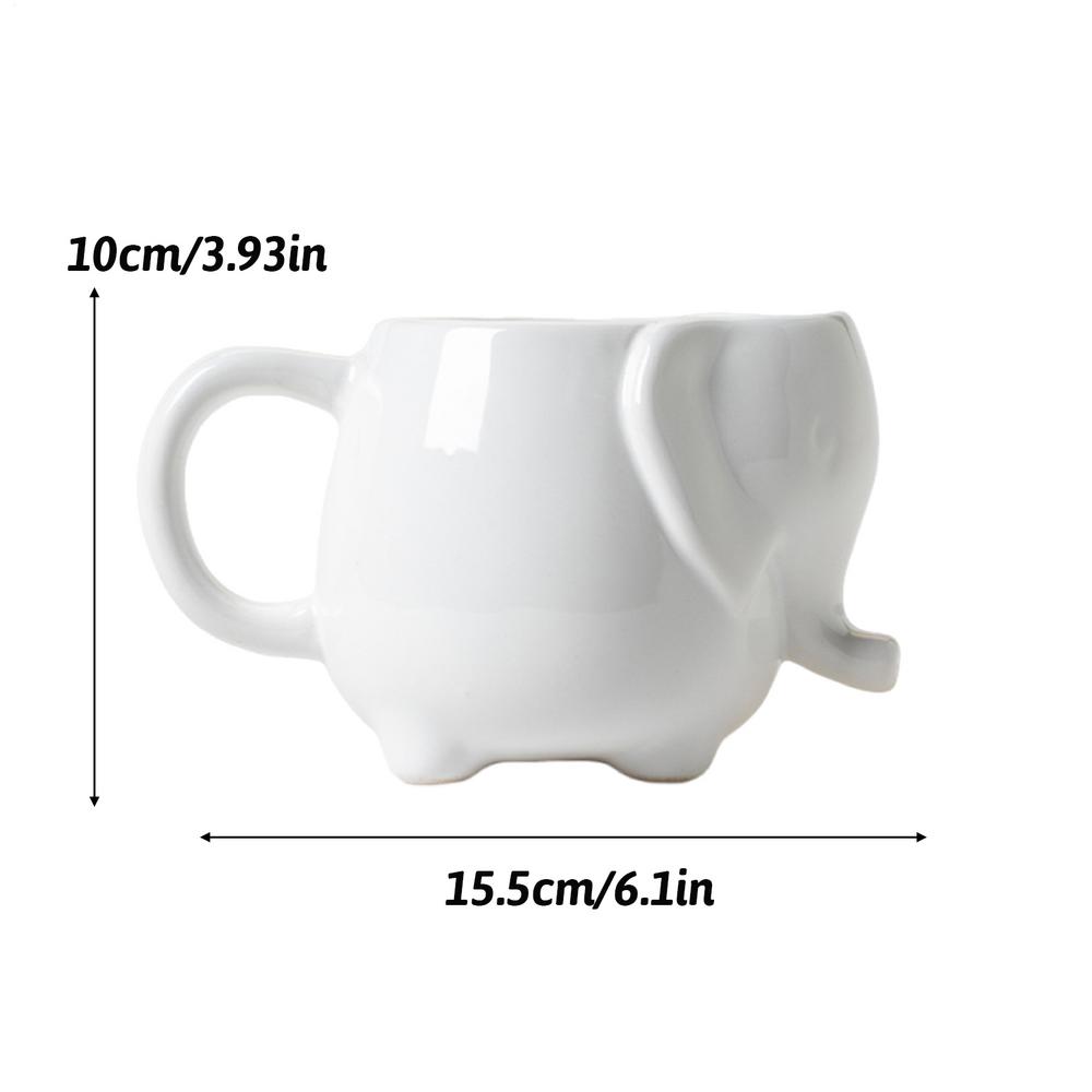 

Керамические 3D кружки в виде слонов 450 мл Милая кофейная чашка в форме слона для завтрака, молока, из фарфора, креативные кружки для послеобеденного чая 450ml белый