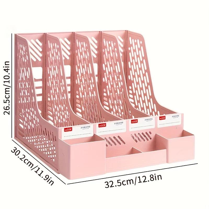 4 Packs Plastic Desk Organizer File Folder, Desktop Magazine Holder, Office File Sorter Rack, Vertical File Dividers