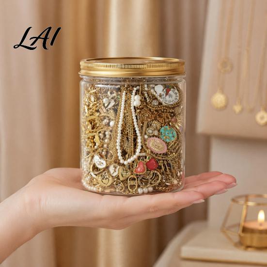 Schmuckgeschenk für Frauen 35/40/45/50/60 Stück Mystery-Glas für Frauen Box mit assortiertem gemischtem Set Halsketten Ohrringe Ringe Armbänder Zufällig Silber Gold