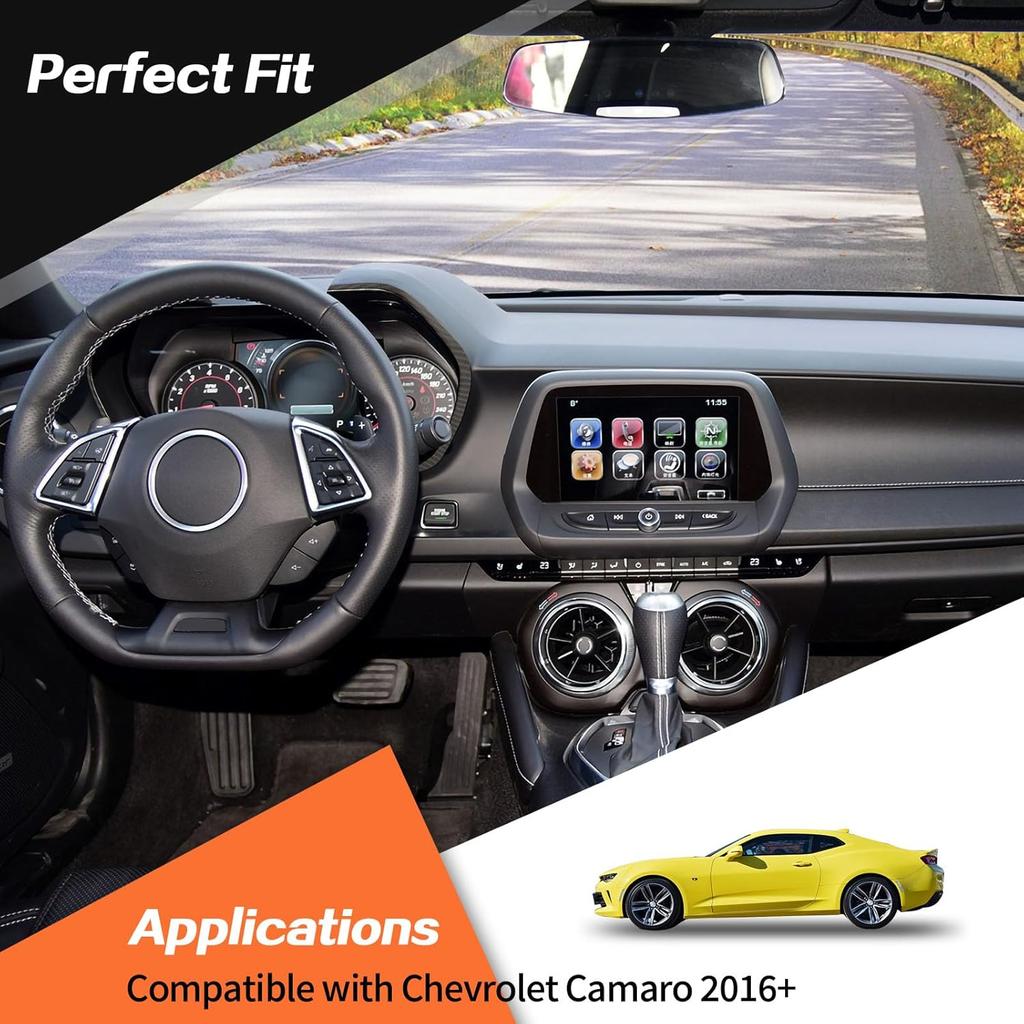 JeCar for Camaro Carbon Fiber Interior Trim Accessories Compatible with 2016-2022 Chevrolet Chevy Camaro Dash Panel Bezel Cover (2pcs)