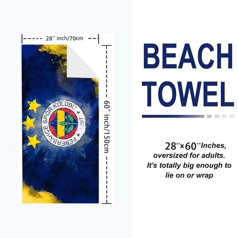 Fenerbahce Sk Print Beach Towel, Large Soft Quick Dry Towel for Beach Camping Swimming
