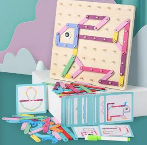Montessori Geometric Shapes Pegboard Toy for Early Learning and Shape Recognition