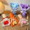 Mini Handmade Heart Bouquet Romantic Gift Yarn Flower Bouquet Crochet  Valentine's Day Mother's Day Desktop Decoration