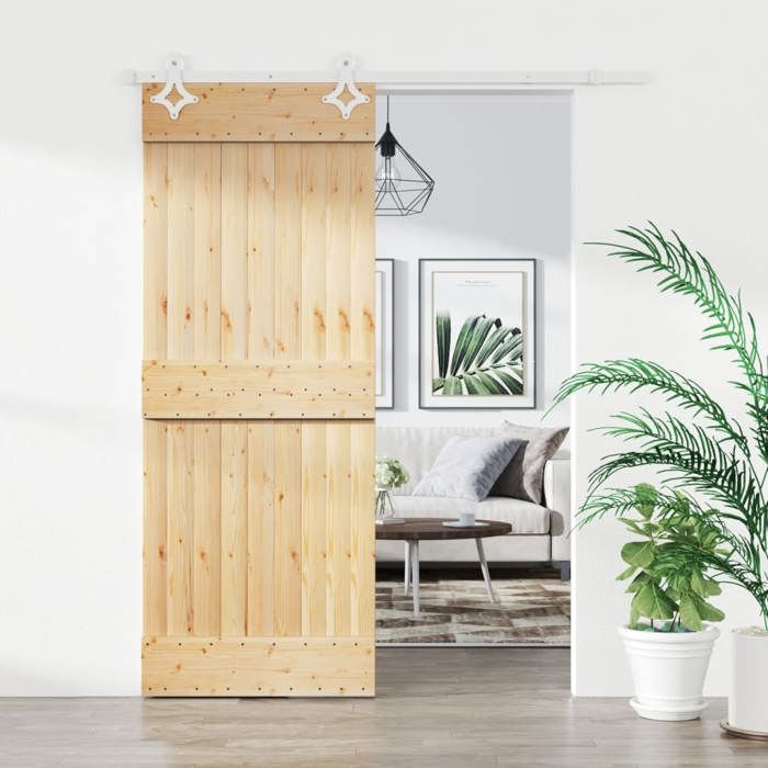 VidaXL Porte coulissante et kit de quincaillerie 80x210 cm pin massif, porte intérieure, porte de grange intérieure 3203180