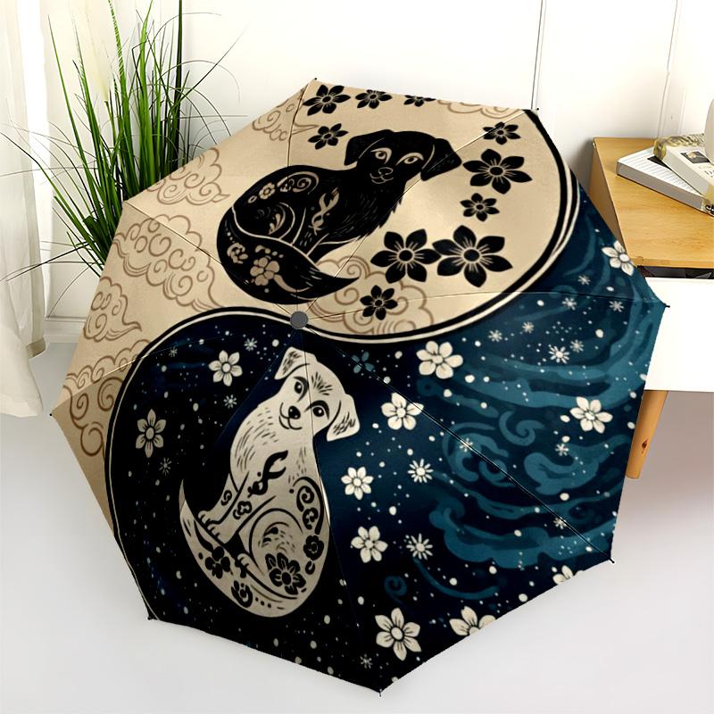 0106 Yin-Yang-Tier-Muster, automatischer Faltschirm, tragbares und faltbares Design, 8 Streben, ein Weihnachts- oder Geburtstagsgeschenk.
