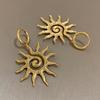 New Trend Women's Earrings Vintage Chic Sun Shaped Pendant Stainless Steel Earrings Statement Golden Fashion Jewlery Gift
