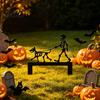 Easy Install Garden Stake Skeleton Dog Stake Black Walking Metal Decoration Stable for Lawn Funny Halloween Yard Art Outdoor Decoration