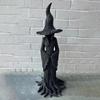 Halloween Cracker Barrel Witch Statue Gothic Resin Figurine Retro Magician Decor, Dark Fantasy Ornament, Festival Collectible