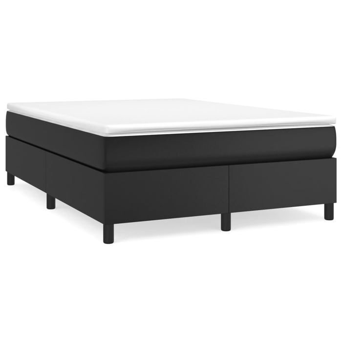Maison Exclusive - Sommier à lattes de lit avec matelas Noir 140x190 cm Similicuir
