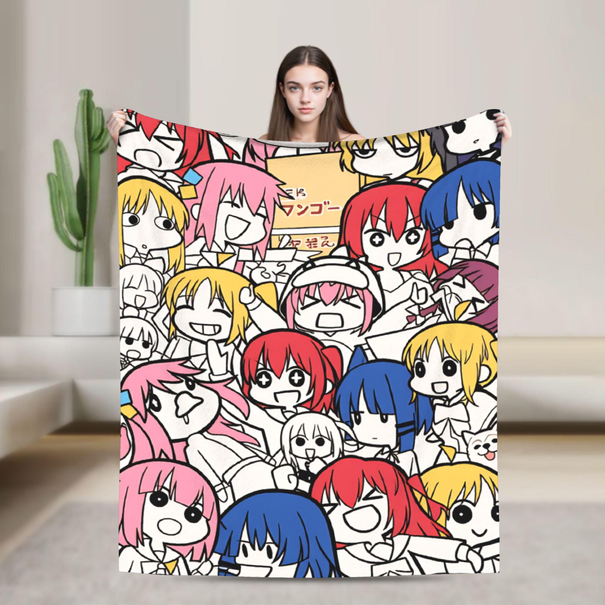 

Bocchi the Rock Blankets Soft Warm Funny Plush Throw Blanket For Kids Adult Home Decor Flannel Bedspread Bed Cover 75x90cm