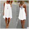 Gonna con bretelle da donna a quadri con inserti, schiena scoperta, abito in chiffon, taglia grande