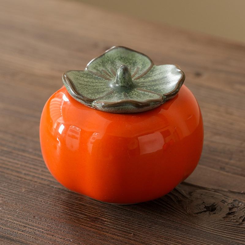 Persimmon tea can ceramic seal Ruyixi candy can packaging box small creative jar wedding gift