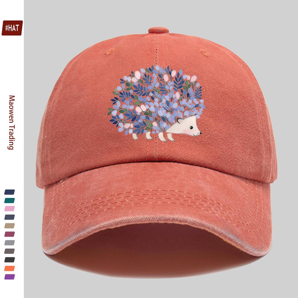 Pc Floral Hedgehog Print Baseball Cap Casual Pattern Design Decor Hat Comfortable Lightweight Sun Hat with Adjustable Strap
