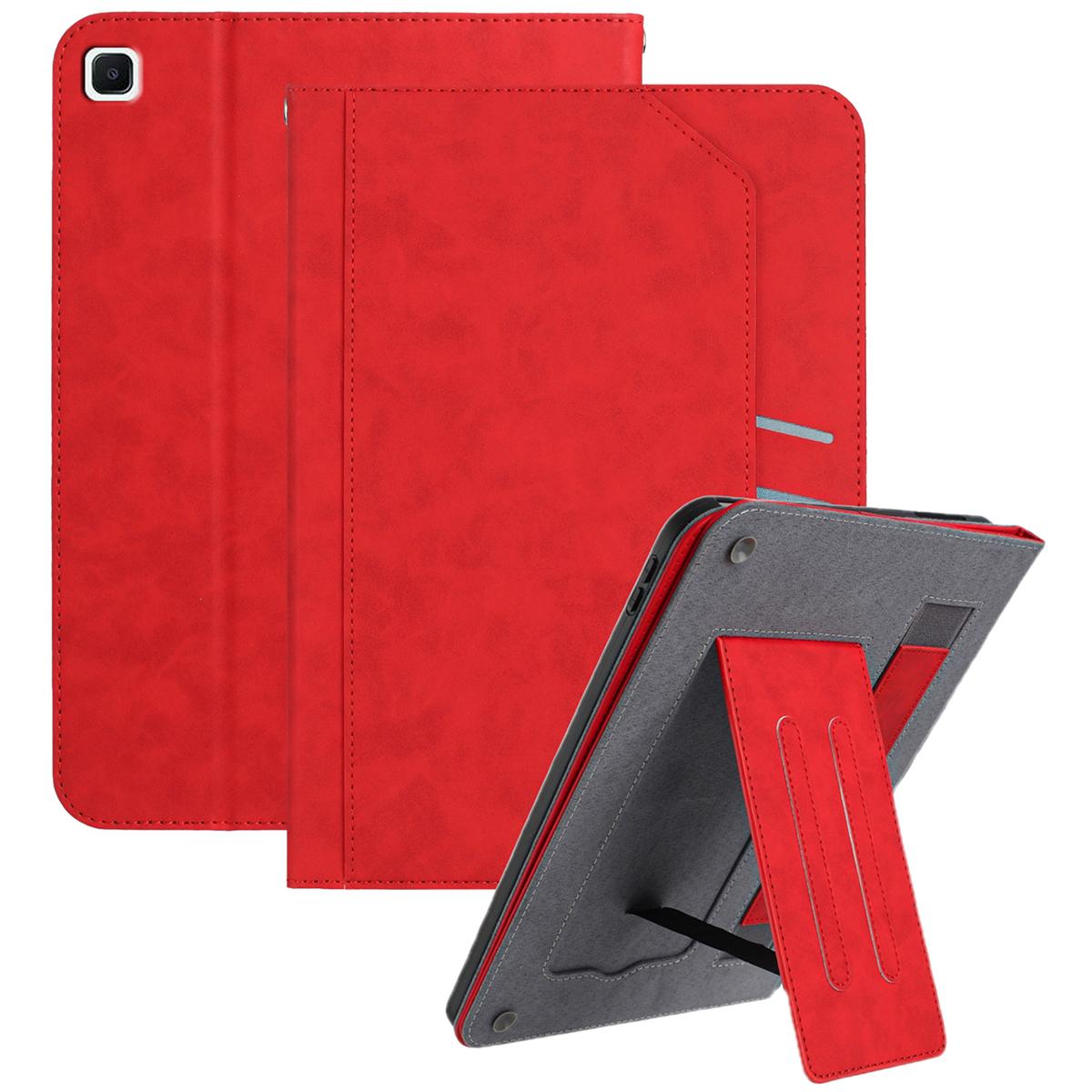 

Stand Case for Samsung Galaxy Tab S6 Lite (2024)/(2022)/(2020) Auto Wake/Sleep PU Leather Tablet Cover with Wallet/Hand Strap Red