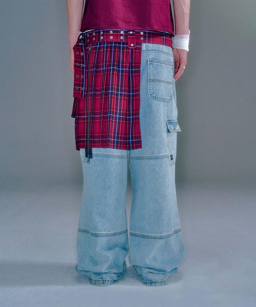 Beikeonteuakaibeu Bajess Layered Skirt Check Red Blue