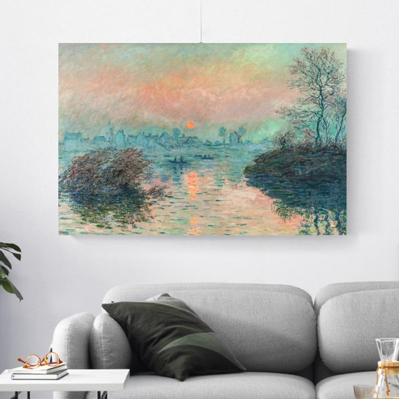 Famous Art Monesena River Sunset Retro Poster Art Print Home Decoration