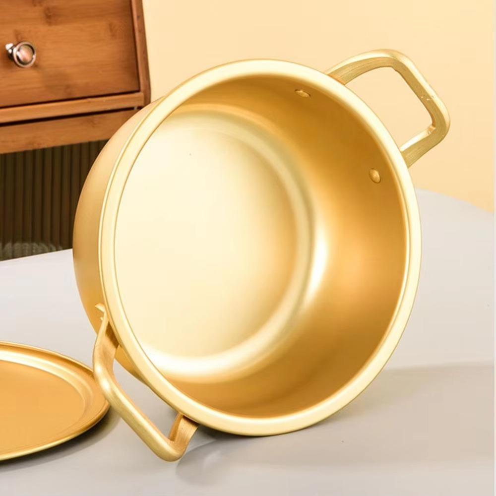Double Ears with Lid Soup Hot Pot Aluminum Noodle Cooking Pot Ramen Noodle Pot Kitchen Cookware