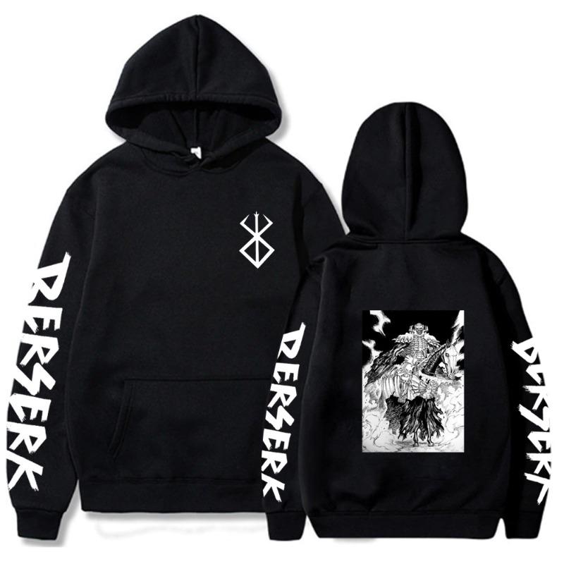 Berserk Guts Herbst Winter Herren Hoodie Vintage Unisex Pullover Herren Vintage Grafik Kapuzenpullover Tops Übergröße Streetwear Kleidung