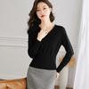 Srcr Petite V-Neck Superfine Wool Blend Knit Sweater