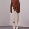 Women's High-Waisted Wool Midi Skirt - Retro A-Line for Autumn/Winter