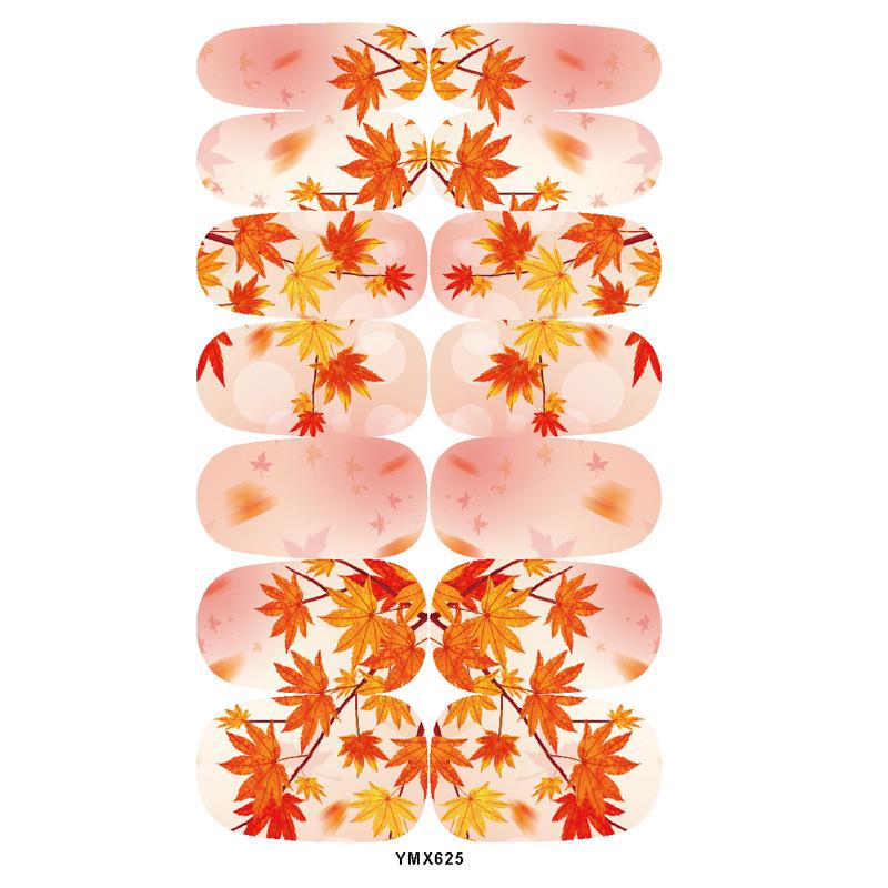 Autumn Maple Leaf Full Cover Waterproof Nail Art Stickers - Japanese Style Floral Design