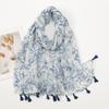 Hot-selling spring and summer new beard-hanging tassel scarf female exotic shawl travel wear yellow-green sunscreen