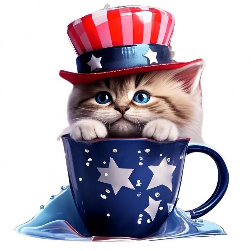 Patriotic Cat Independence Day Acrylic Tree Ornament