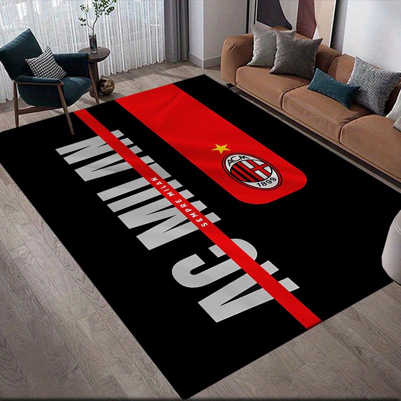 Schwarzer ACM Flanell Bedruckter Teppich, Heim Sofa Dekoration für Wohnzimmer & Schlafzimmer, Rutschfeste Spiel Flanell Bodenmatte für Spielzimmer