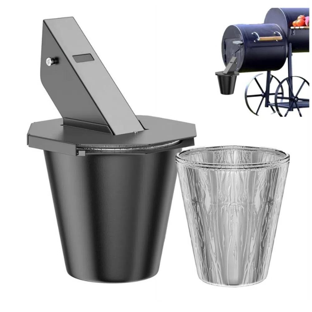 

Includes 2 Tinfoil Buckets Grease Bucket With Lid Metal Bucket New Grease Drip Pan Grill
