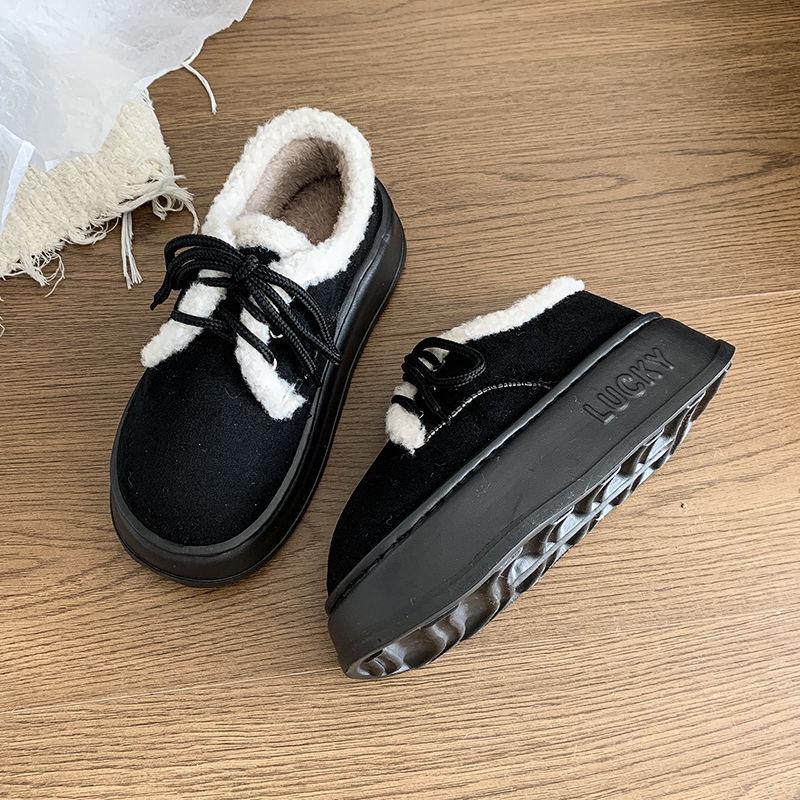 velvet cotton shoes women's winter new thickened warm non-slip snow boots women's platform bread shoes fashion