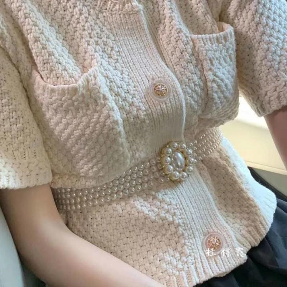 Fashion White Pearl Pearl Belts Crystal Rhinestone Elegant Waist Chain Wedding Sash Women's Fashion