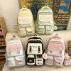 Soft sister small fresh schoolbag Korean college style backpack multi-compartment design sense female junior high school student backpack female