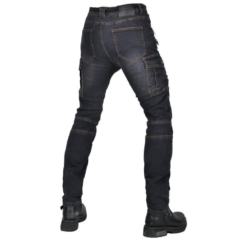 Mens Motorcycle Riding Pants With Knee Protection Reinforced Silicone Padding Casual Retro Biker Jeans Wear