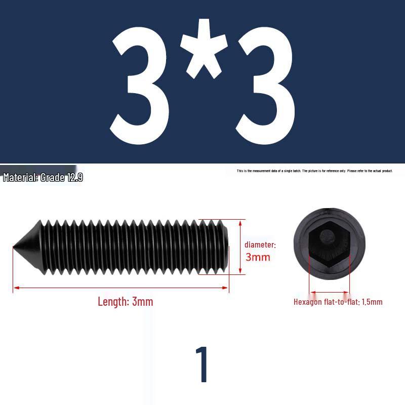 12.9 Edelstahl 304 Innensechskant Kegelspitze Gewindestift M2/M3