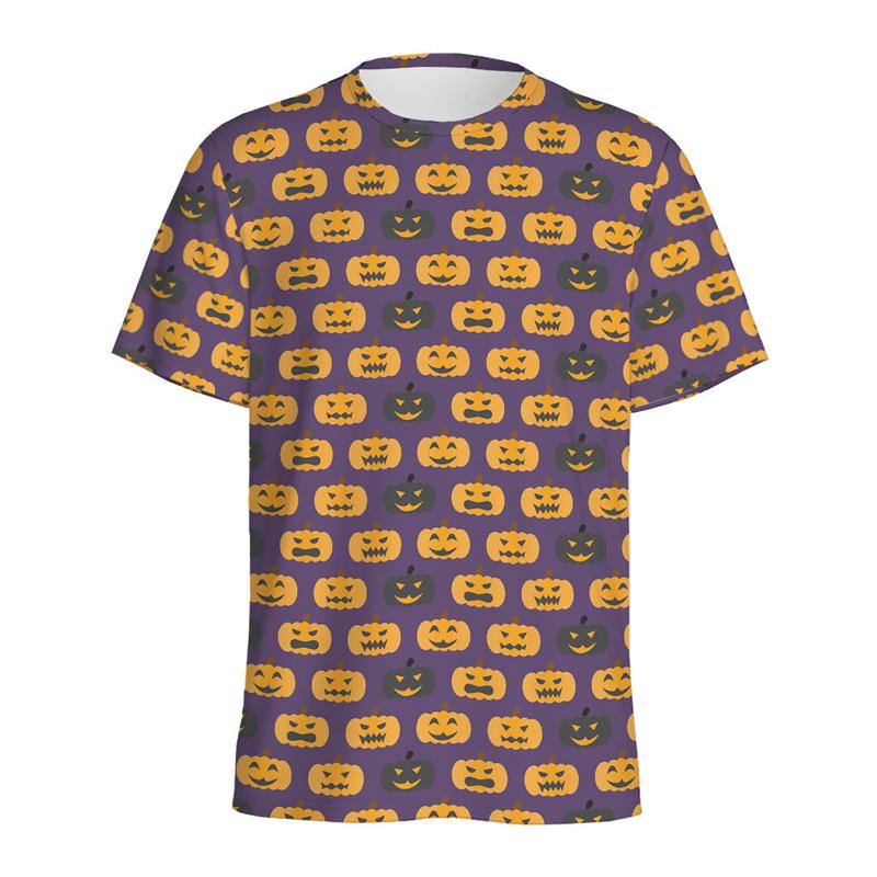 Halloween Pumpkin Pattern T Shirt For Men Tops Round Neck Tee Shirts Street 3D Printing Party T-Shirt Women Kids Short Sleeves