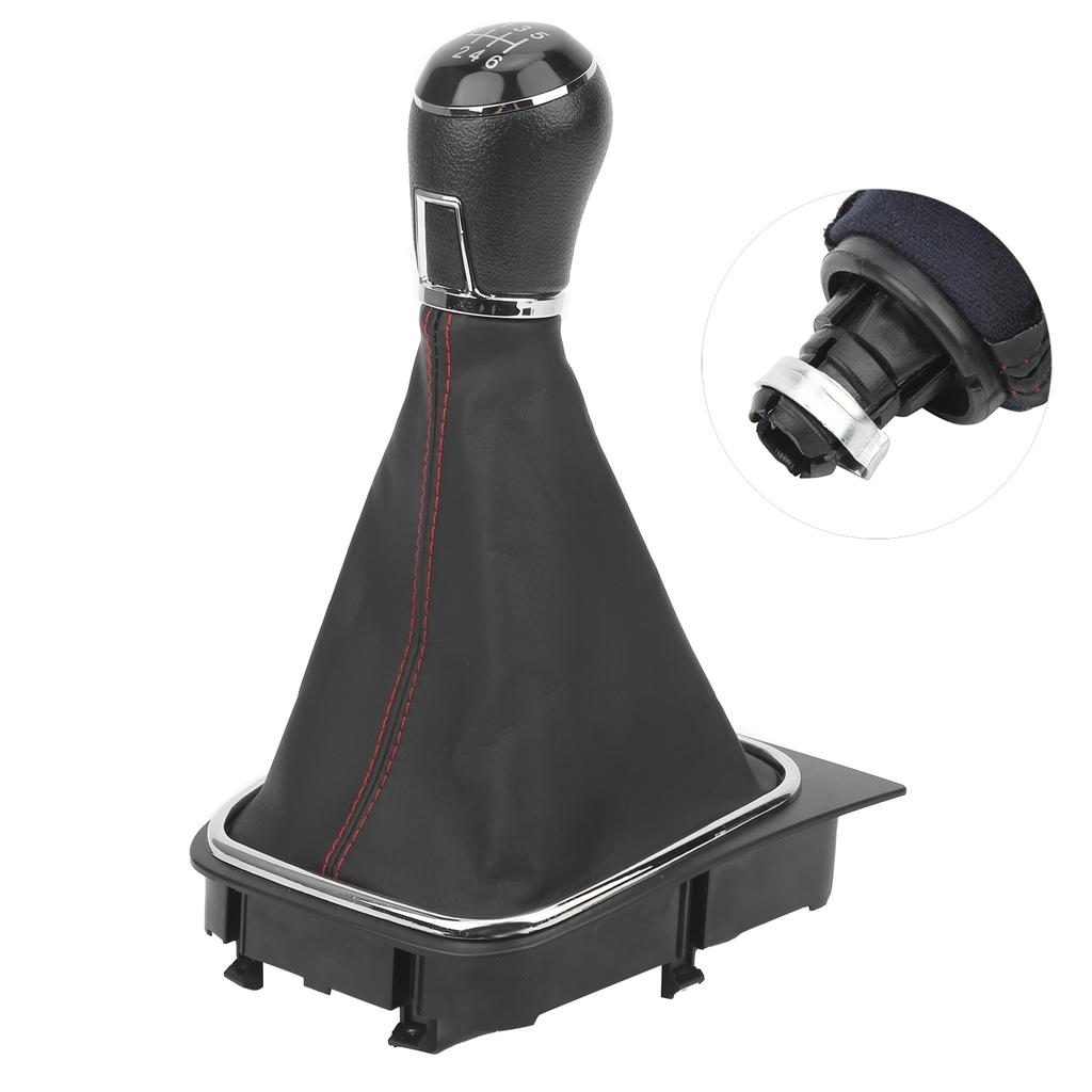 PU Leather Gear Shift Knob with Dustproof Cover Boot 6 Vitesses