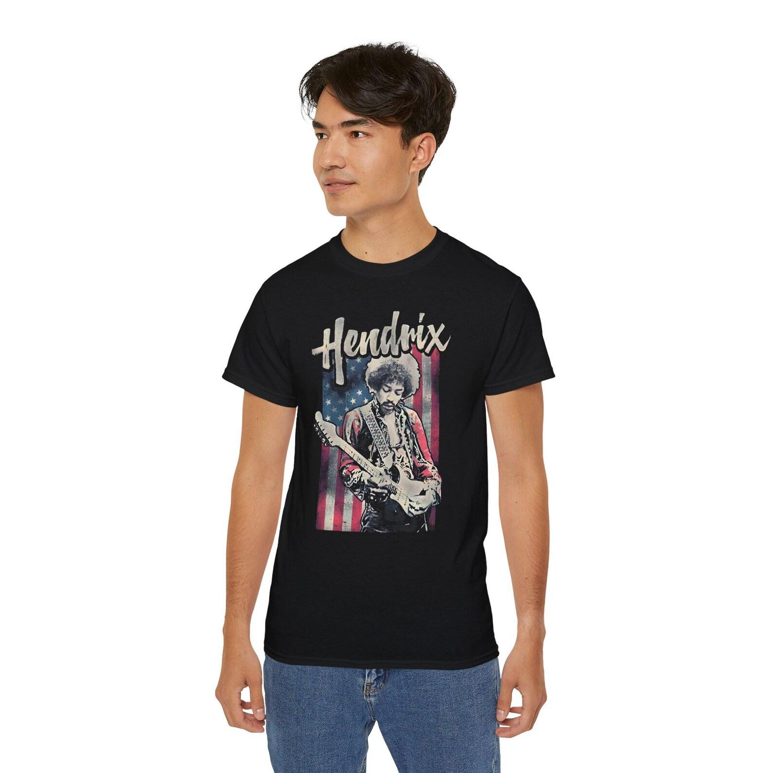 Vintage Guitarist Portrait Tee | Retro Flag Rock Music T shirt 3XL
